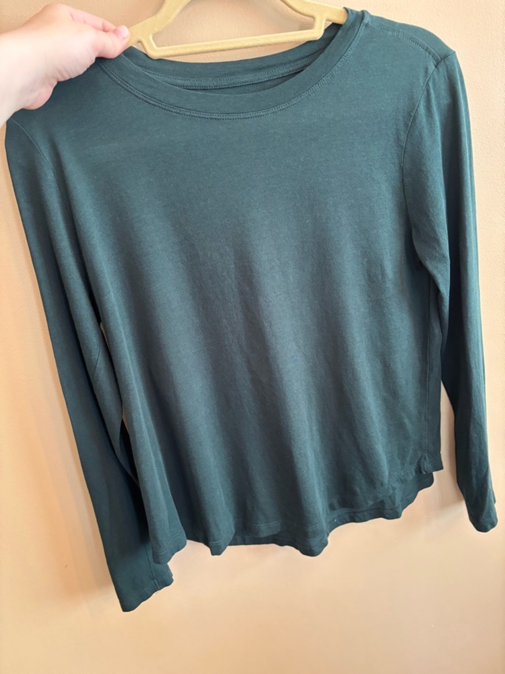 LOFT Forest Green Long-Sleeve Crewneck Top • M